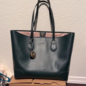 Michael Kors Dark Green Tote Bag